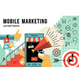 mobile marketing and advertising concept line art vector image vector image