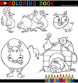 farm animals for coloring book or page vector image