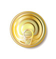 gold yellow tin can with ring pull top view vector image