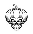 halloween pumpkin skull monochrome clipart vector image vector image