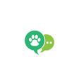 paw inside an chat icon and footprint symbol logo vector image