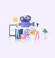 cinema movie production tiny crew of director vector image