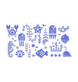 marine life blue icons set sea creatures vector image