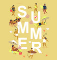 summer people on beach man and woman enjoying sun vector image vector image