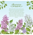 floral card with lilacs on blue background vector image