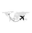 flying plane on the background of the world map vector image