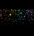 rainbow glitter confetti with glow lights on black vector image vector image