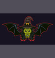 witch head with bat wings colorful vector image
