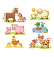 collection with pets and their children vector image
