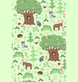 seamless pattern with forest animals and plants vector image vector image
