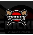 cricket sports logo ball and bat vector image