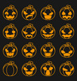 pumpkin icons set halloween decoration scary faces vector image vector image