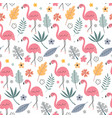cute seamless pattern with flamingo vector image