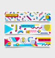 three horizontal banners abstract 90s trends vector image vector image