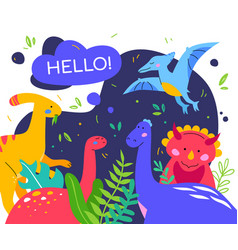 cute dinosaurs - colorful flat design style poster vector image vector image