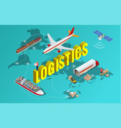 Global logistics network flat 3d isometric Vector Image