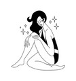 outline girl beautiful woman sitting swim suit vector image