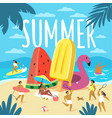 summer beach people relaxing cartoon characters vector image vector image