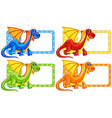 polkadot labels with wild dragon vector image
