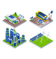 eco smart city 2x2 isometric icons vector image