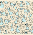 seamless pattern of cute cartoon cats curls lines vector image