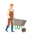 farming man with empty carriage farmer with cart vector image