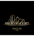 gold silhouette of dallas on black background vector image