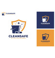 safe cleaning with shield logo service vector image