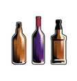 set different drinks and bottles retro vector image