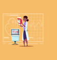 female african american doctor holding blood bag vector image