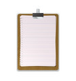 wooded clipboard with lined paper vector image