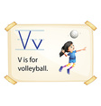 a letter v for volleyball vector image vector image