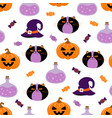 halloween cute cartoon character seamless pattern vector image vector image