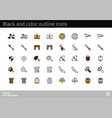 black and color outline icons thin stroke line vector image