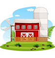 farm scene with red barn vector image
