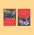 thank you card template with brush florals vector image vector image