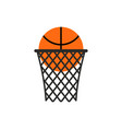 basketball ball in ring emblem sports logo vector image