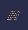 brown blue line alphabet letter av a v logo vector image