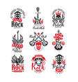 collection of vintage rock music emblems original vector image