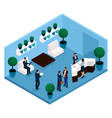 isometric office room front view vector image vector image