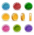 cartoon colorful glossy coin set game animation vector image
