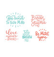 mental health lettering set inspirational vector image vector image