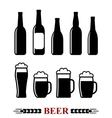beer bottle and mug with foam set icon vector image