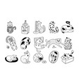 set 15 cute hand-drawn cats vector image