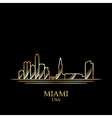 gold silhouette of miami on black background vector image