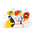 man and woman in speech bubbles talking phone vector image