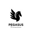 fly winged horse pegasus black logo icon design vector image