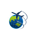 plane and globe travel or express post icon vector image vector image