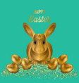 happy easter greeting card with gold eggs vector image