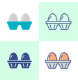 two eggs pack icon set in flat and line style vector image